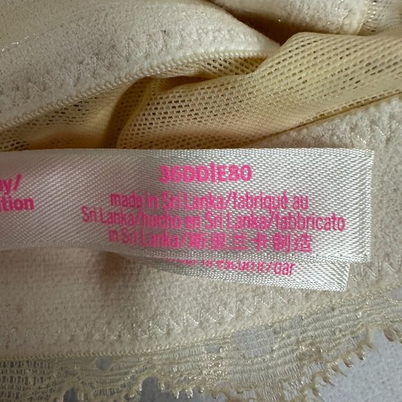 Victorias Secret PINK Lightly Padded Lace Bra 36DD Ivory Adjustable Straps - Picture 5 of 9